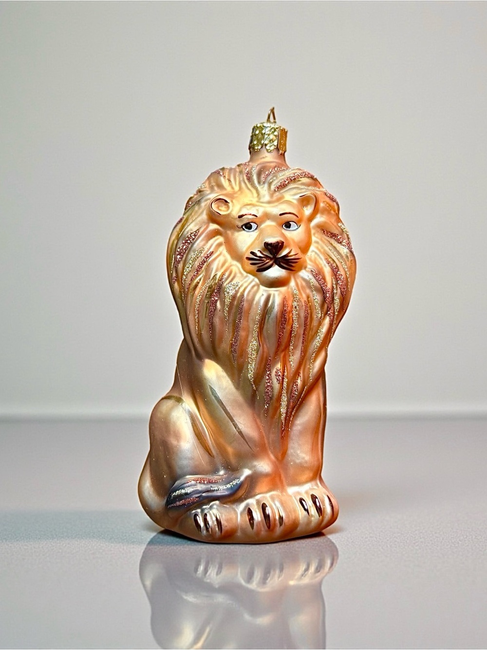Vtg 1997 Christborn THE LION Holiday Christmas Blown Glass Ornament Germany 6”